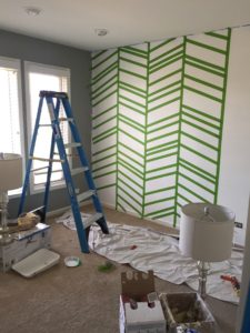 Nursery Grey herringbone accent Wall